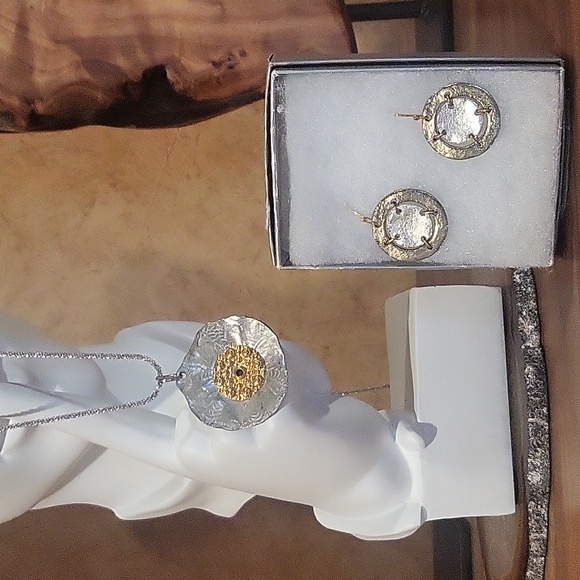 Artisan Jewelry - Sea Urchin pendant set- on .925 adjustable chain AND EARRINGS!